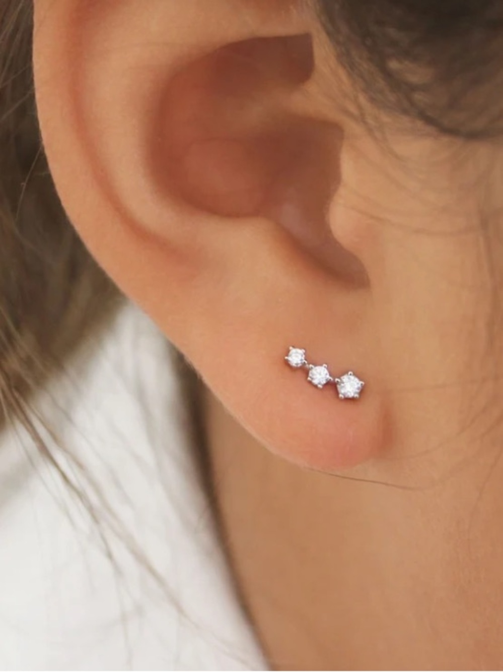 Handmade sterling silver cubic zirconia stone climber stud earrings